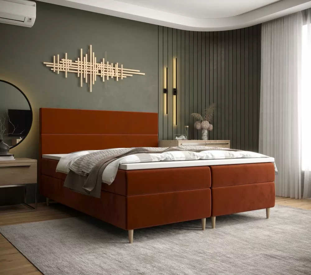 Gulta Flo Boxspring Standard Guļamvietas platums: 160 cm, Guļamvietas garums: 200 cm, · Brūni sarkans · 165 × 114 cm