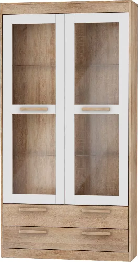 Grāmatu skapis Maximus MXS 44 · Sonoma + balts spīdums · 100 × 33.4 × 193 cm