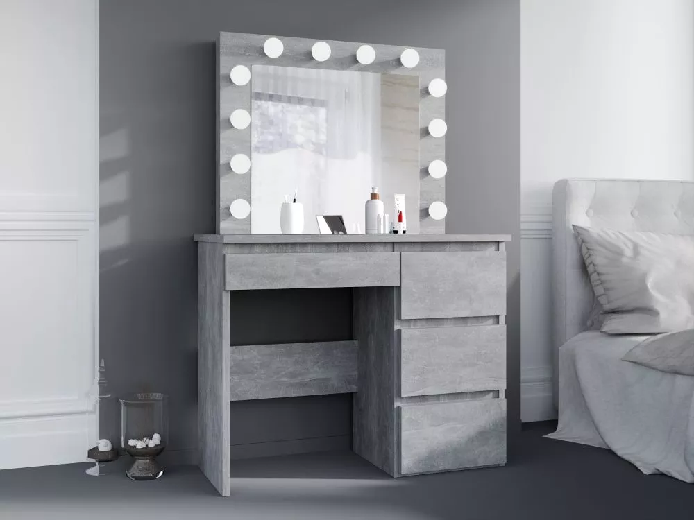 Kosmētikas galds Beta 12 LED · Betons · 94 × 140 × 43 cm