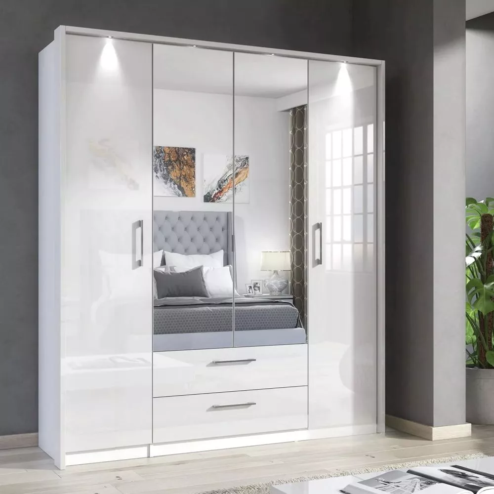 Skapis Infinity 4D ar LED · Balts · 165 × 56 × 193 cm