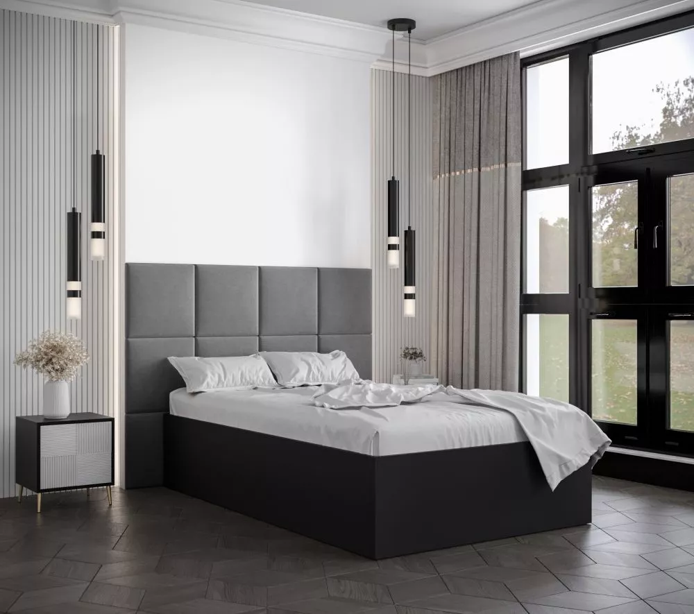 Gulta Bella 4 ar stelāžu Guļamvietas platums: 120 cm, Korpusa krāsa: melns, Guļamvietas garums: 200 cm, stelāžas tips: k