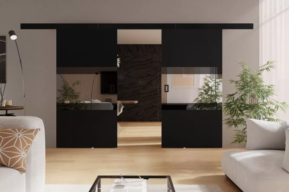 Bīdāmās durvis Lumba Duo · Melns · 212 × 205 cm