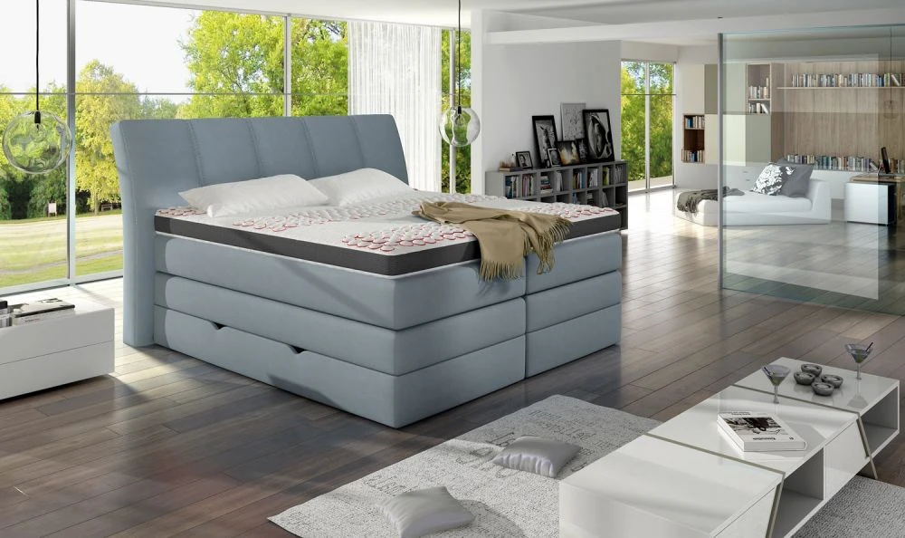 Gulta Korfu hard-top Boxspring Standard Guļamvietas platums: 160 cm, Guļamvietas garums: 200 cm, · Gaiši pelēks · 177 × 