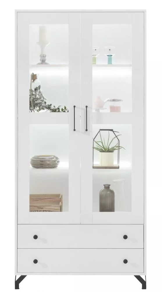 Sekcija Bergen BE2 ar LED · Balts · 90 × 40 × 190 cm