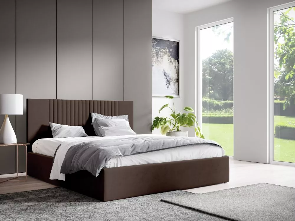 Gulta Lucy 7 ar stelāžu Guļamvietas platums: 140 cm, Guļamvietas garums: 200 cm, · Tumši brūns · 148 × 210 × 92 cm