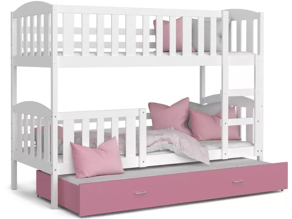 Bērnu gulta Kubus 3 MDF 90x200 ar stelāžām Guļamvietas platums: 90 cm, Guļamvietas garums: 200 cm, · 96 × 208 × 158 cm