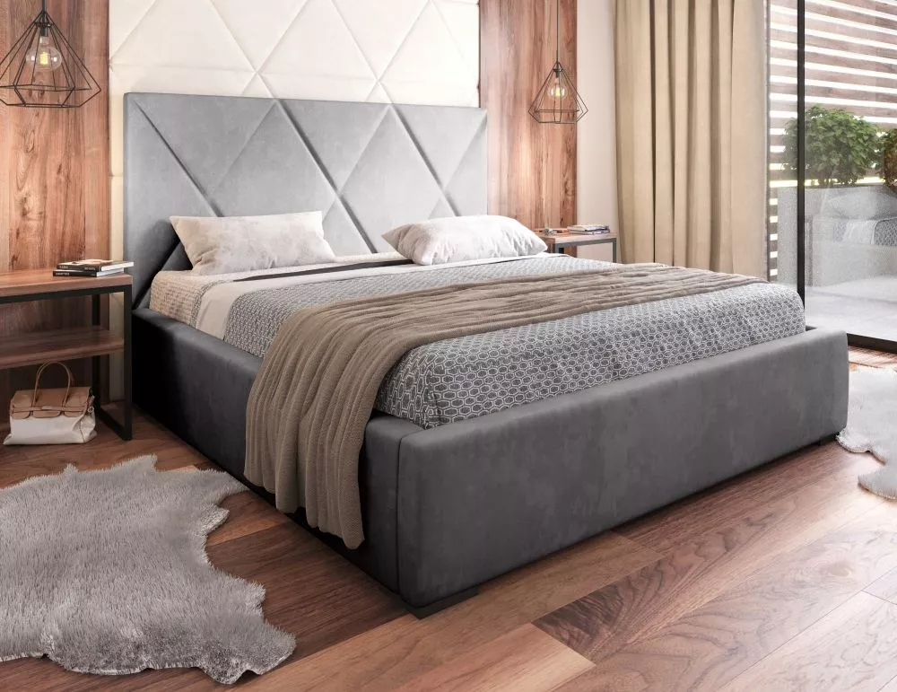 Gulta Vegas 05 Standard ar stelāžu Guļamvietas platums: 180 cm, Guļamvietas garums: 200 cm, stelāžas tips: koka, · Pelēk
