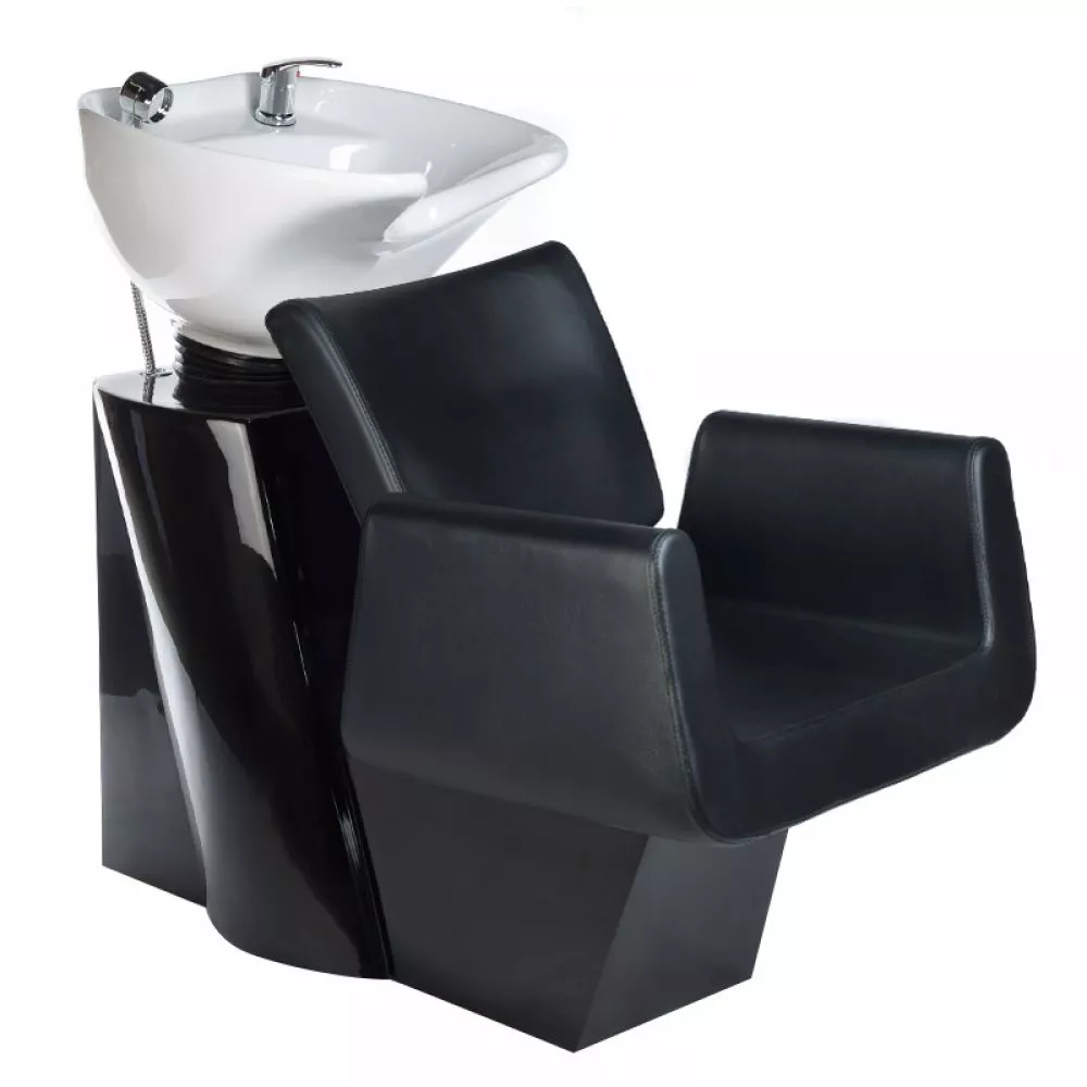 Frizieru izlietne BH-8022 Korpusa krāsa: melns + balts, Elementu krāsa: melns, Ar krēslu: 1, Apdares materiāls: eko āda,