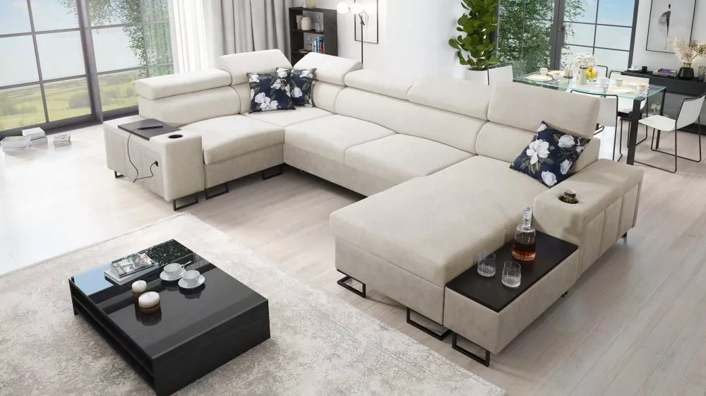 Dīvāns Melody 4 Maxi Premium Standard · Krēma · 205 × 358 × 84 cm