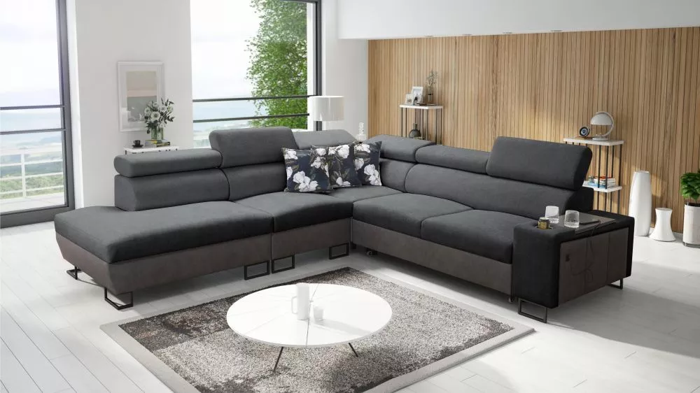 Dīvāns Melody 9 Premium Standard · Grafīts · 285 × 295 × 84 cm