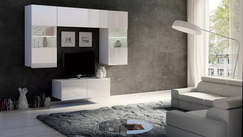 Sekcija Calabrini 10 ar LED · Balts · 195 × 43 cm
