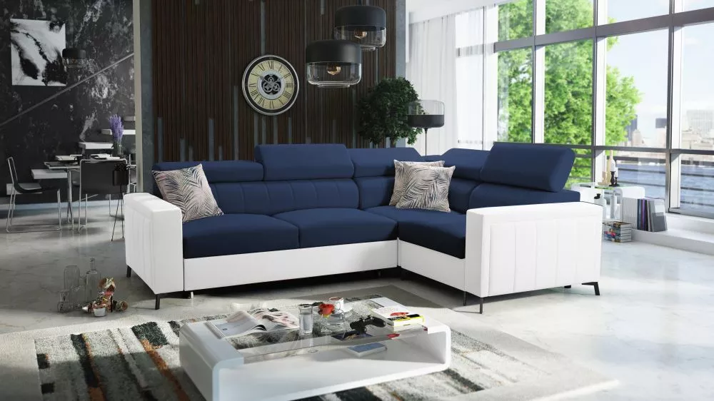 Dīvāns Baltico 2 Standard · Zils + balts · 198 × 275 × 83 cm