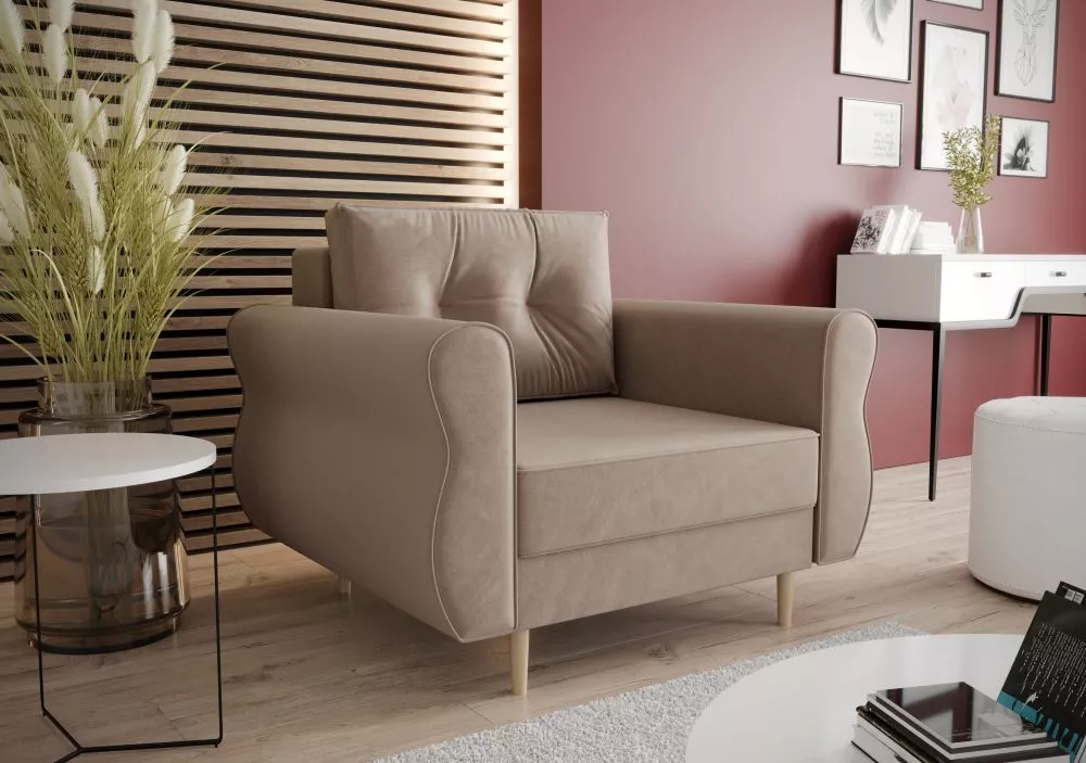 Mīksts krēsls Apollo 1S standard Sēdvietas dziļums: 60 cm, · Gaiši brūns · 100 × 75 × 90 cm