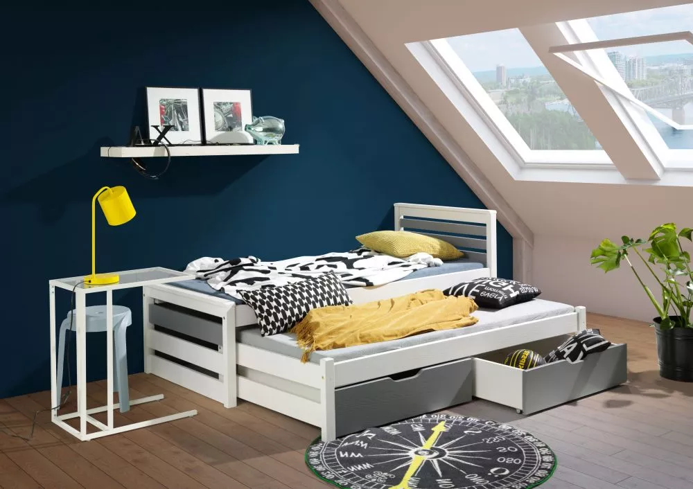 Bērnu gulta Calwin ar stelāžu Guļamvietas platums: 80 cm, Guļamvietas garums: 180 cm, · 87 × 192 × 82 cm