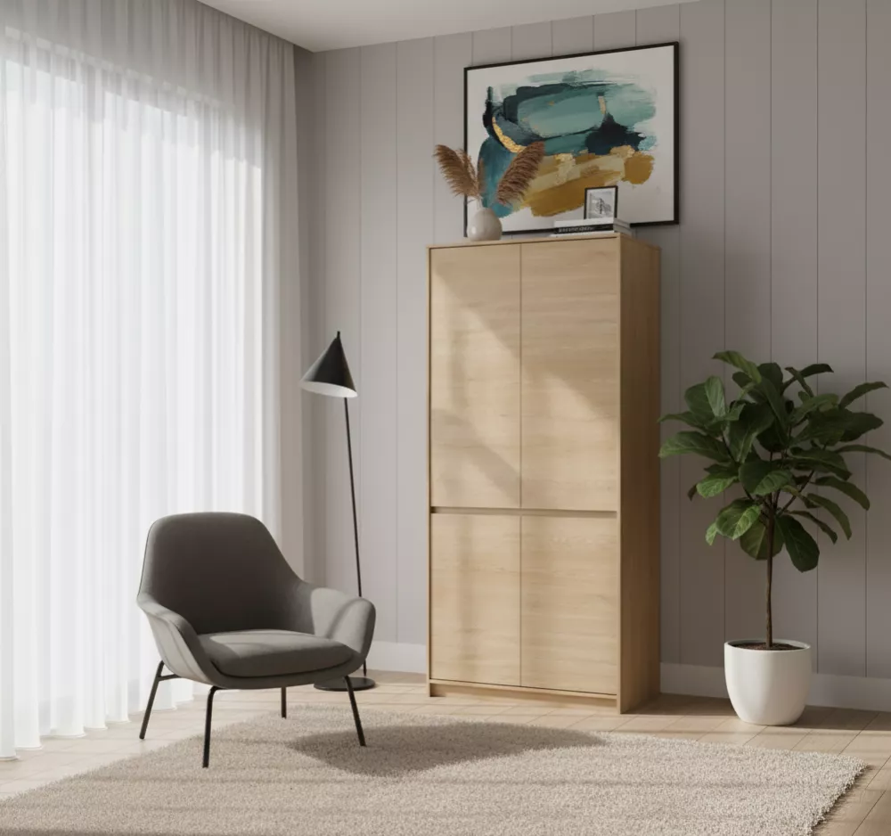 Skapis Manami S4D · Ozols kremona · 91 × 52 × 198 cm