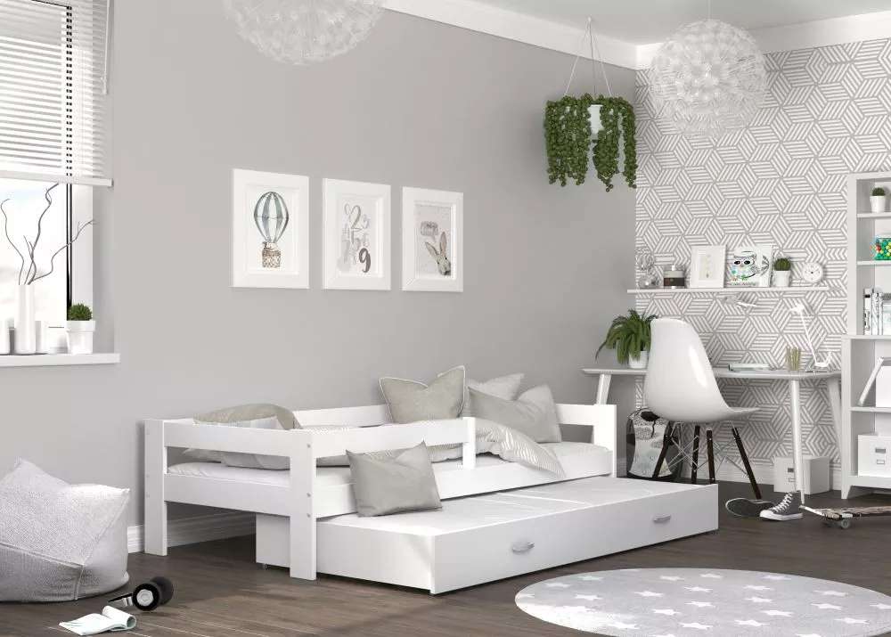Bērnu gulta Hugo P2 MDF 80x190 ar stelāžām Guļamvietas platums: 80 cm, Guļamvietas garums: 190 cm, · 85 × 199 × 56 cm