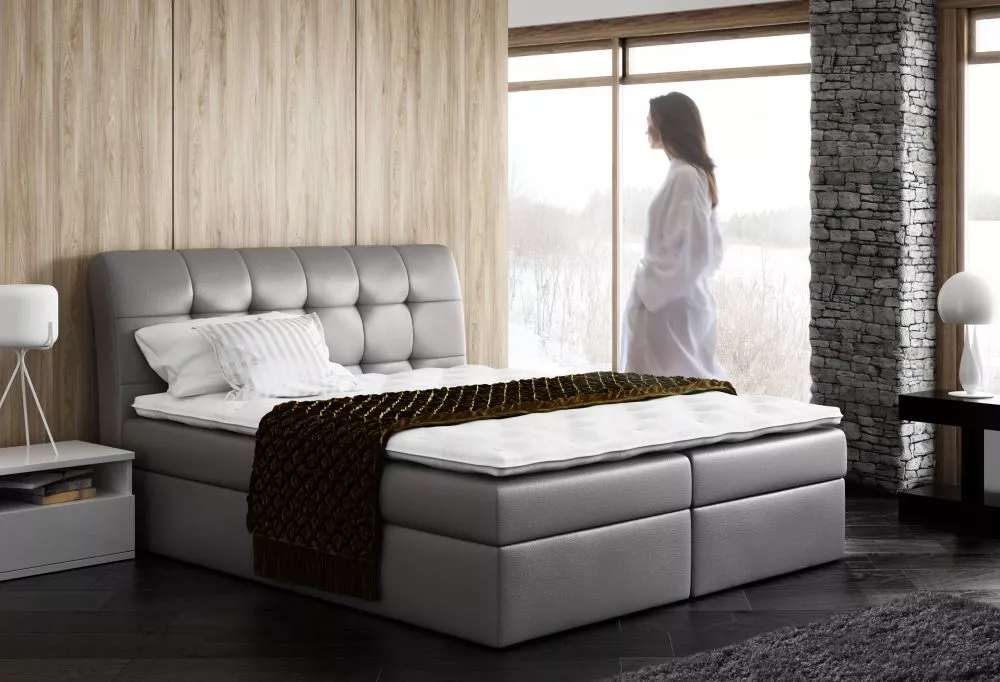 Gulta Diego Boxspring Classic Standard Guļamvietas platums: 140 cm, Guļamvietas garums: 200 cm, · Tumši pelēks · 140 × 2