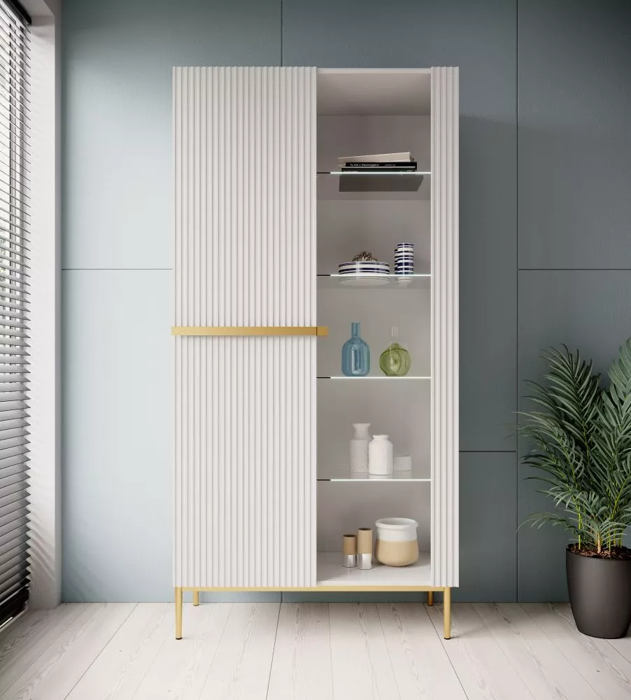 Sekcija Nicole W100 2D Gold · Balts · 100 × 45 × 200 cm