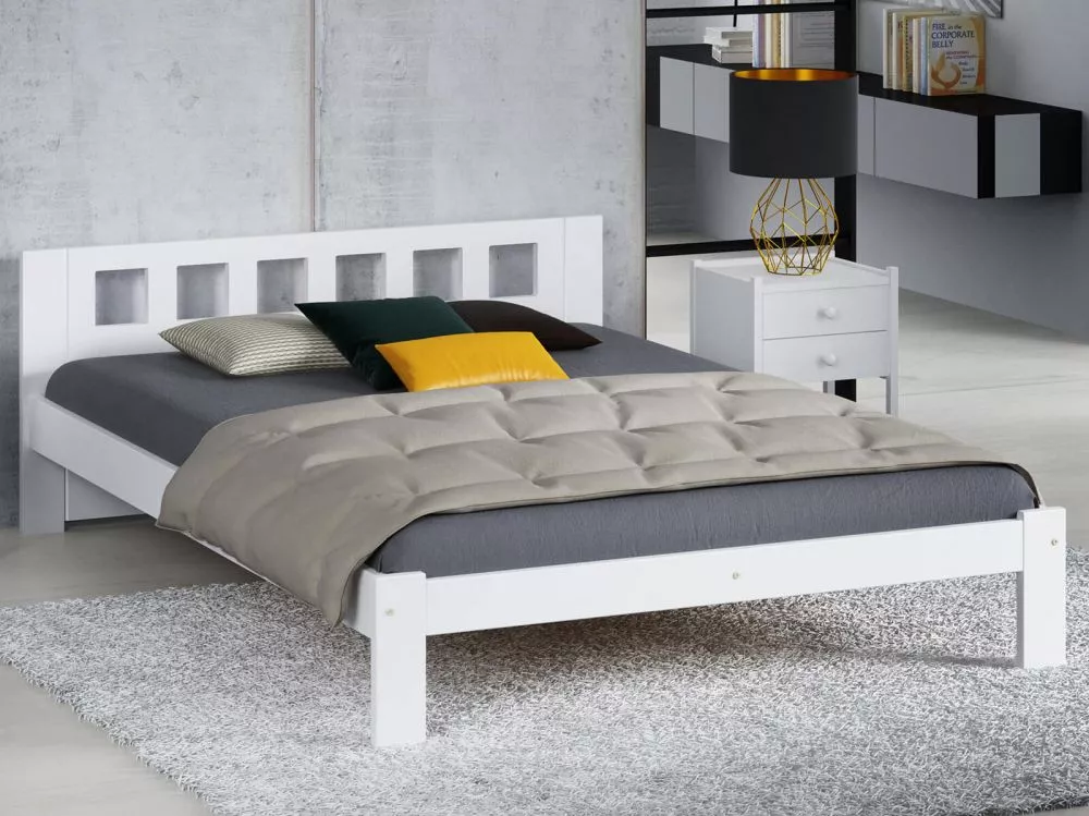 Gulta DMD-4 Magnat ar stelāžu Guļamvietas platums: 140 cm, Guļamvietas garums: 200 cm, · Balts · 148 × 206 × 65 cm
