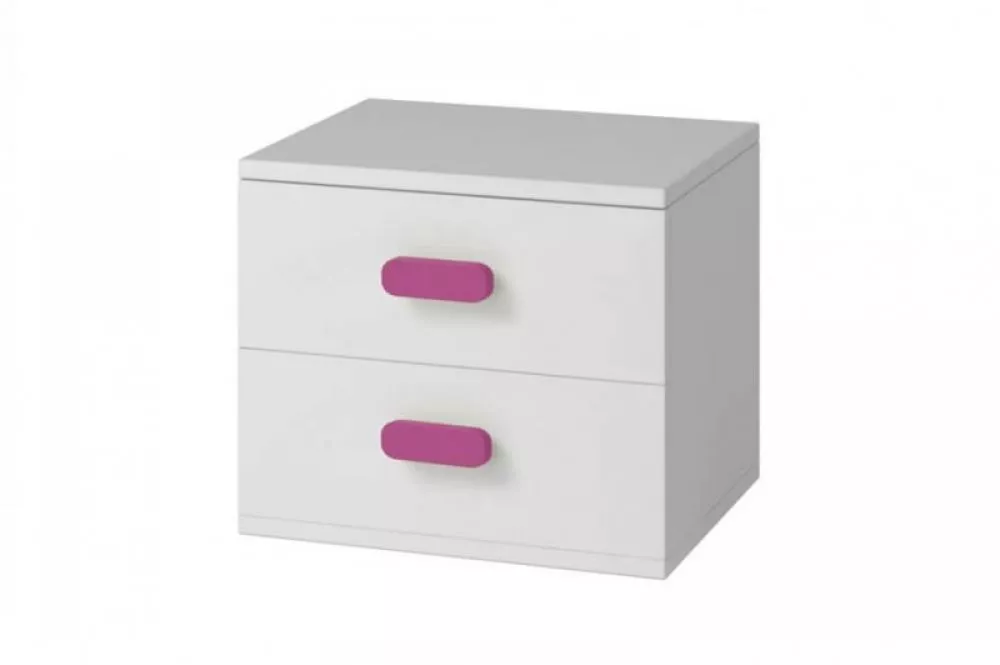 Naktsgaldiņš Smyk White 22 Korpusa krāsa: balts, Elementu krāsa: rozā, · 55 × 44 × 51 cm