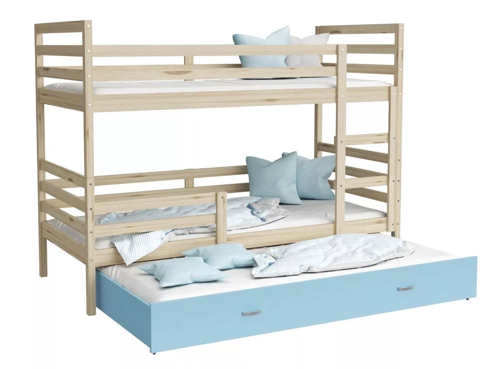 Bērnu gulta Jacek 3 90x200 ar stelāžām Guļamvietas platums: 90 cm, Guļamvietas garums: 200 cm, · 96 × 208 × 158 cm