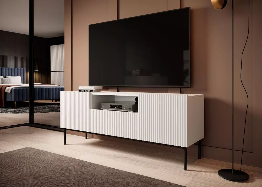 TV tumba Nicole RTV 150 2D1SZ Black · Balts · 150 × 45 × 60 cm