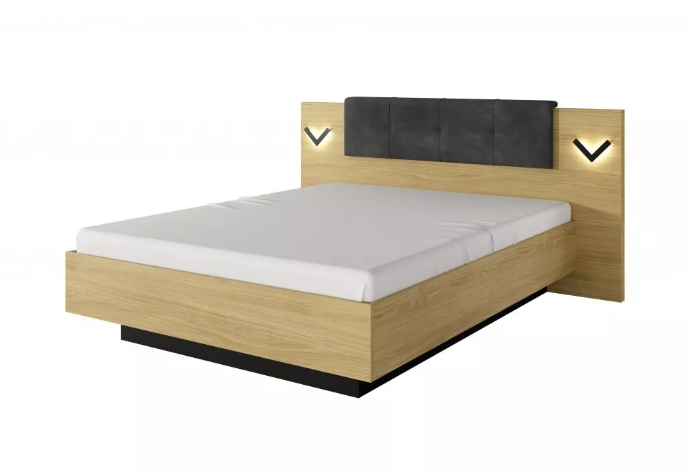 Gulta Verso C LED ar stelāžu Guļamvietas platums: 160 cm, Korpusa krāsa: ozols, Guļamvietas garums: 200 cm, stelāžas tip