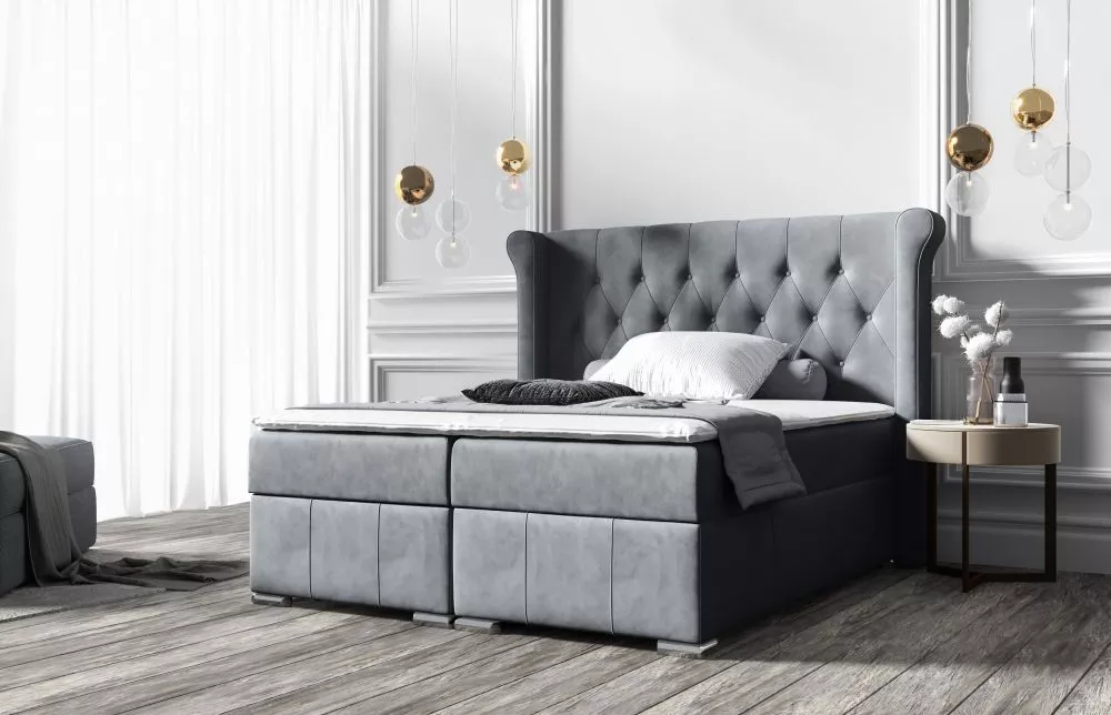 Gulta Massimo Boxspring Premium Standard Guļamvietas platums: 200 cm, Guļamvietas garums: 200 cm, · Pelēks · 240 × 215 ×