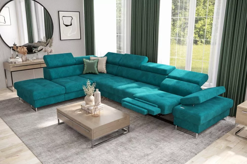 Dīvāns Galaxy Premium Relax standard · Tirkīzs · 225 × 346 × 74 cm