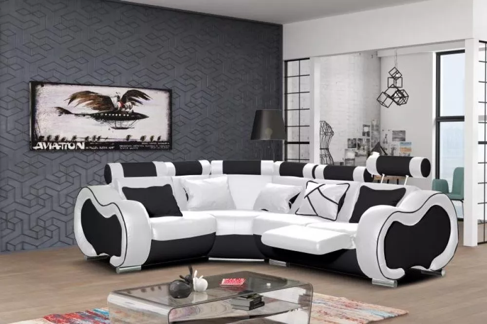 Dīvāns Arizona B Mini Standard · Balts + melns · 205 × 265 × 87 cm