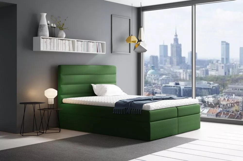 Gulta Velar Boxspring Premium Standard Guļamvietas platums: 180 cm, Guļamvietas garums: 200 cm, · Tumši zaļš · 184 × 208
