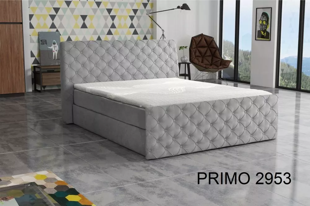Gulta Grey Boxspring Standard Guļamvietas platums: 160 cm, Guļamvietas garums: 200 cm, · Pelēks · 182 × 203 × 110 cm