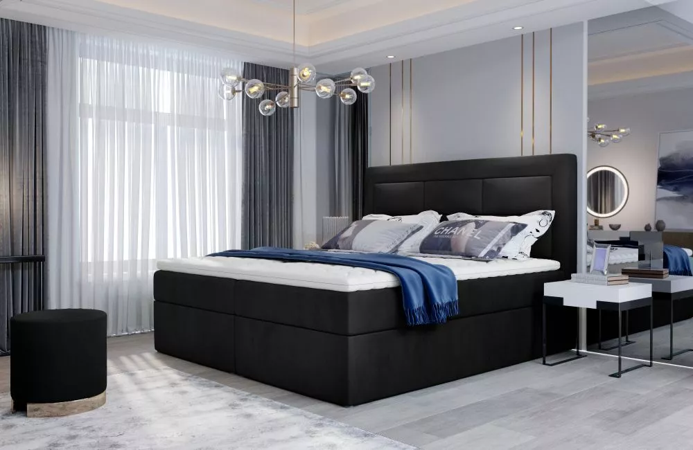 Gulta Vivre Boxspring Premium standard Guļamvietas platums: 160 cm, Guļamvietas garums: 200 cm, · Melns · 160 × 215 × 11