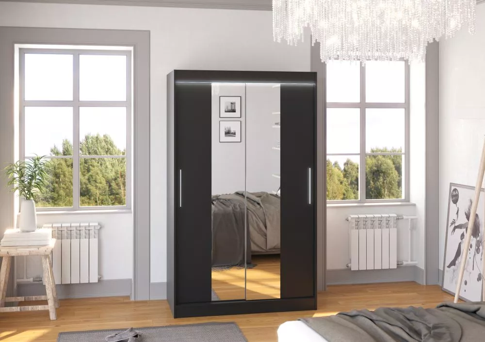 Skapis Santos ar LED · Melns · 120 × 58 × 200 cm