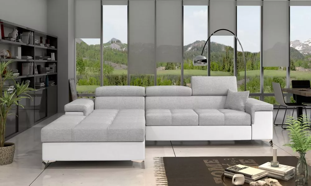 Dīvāns Ricardo Comfort Standard · Pelēks + balts · 205 × 280 × 90 cm