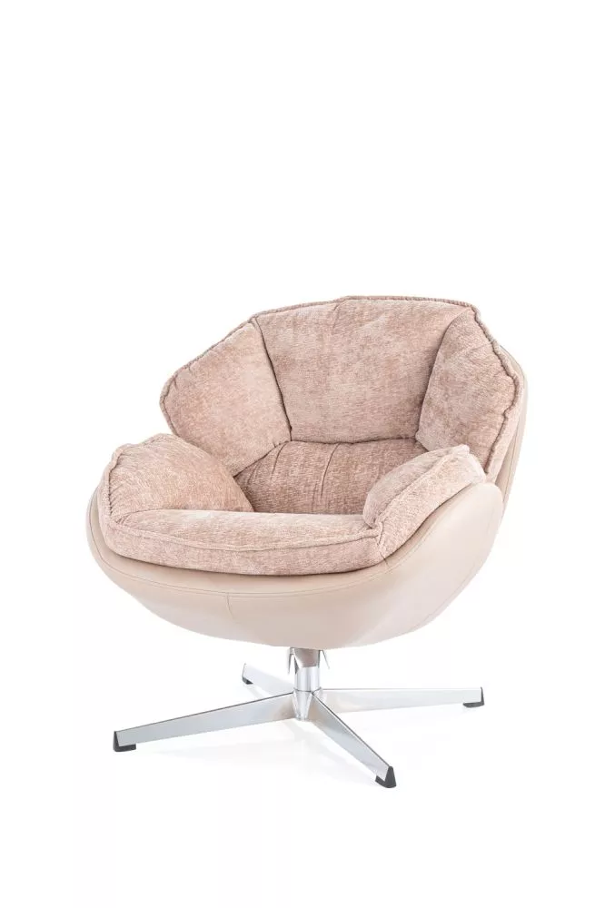 Mīksts krēsls Betty Comfort Elementu krāsa: bēšs, Korpusa krāsa: rozā, Sēdvietas dziļums: 62 cm, · 77 × 87 × 83 cm