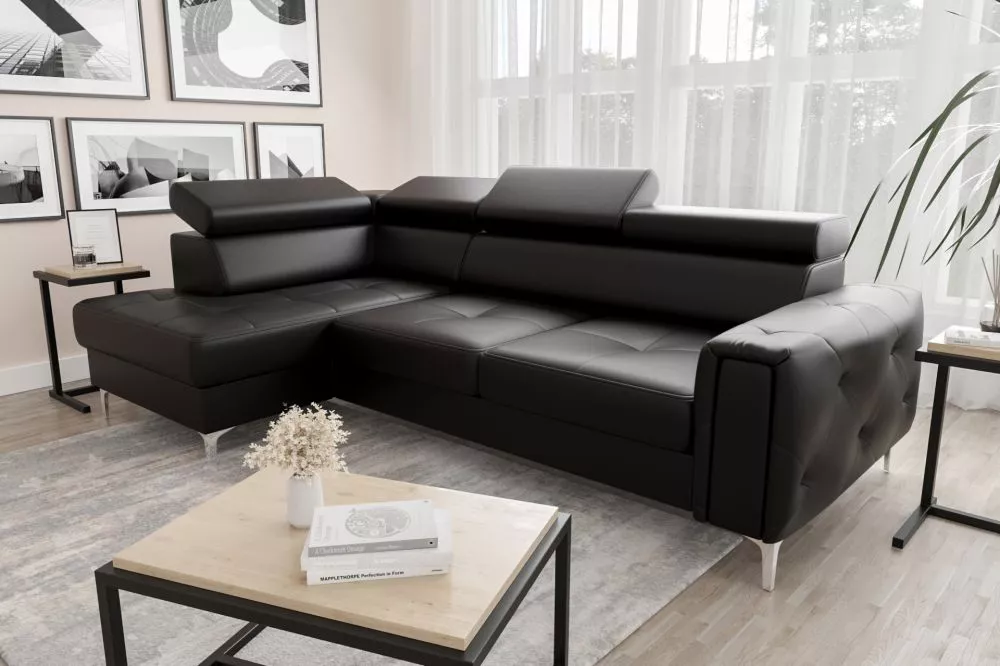 Dīvāns Orion Premium standard · Melns · 165 × 255 × 78 cm