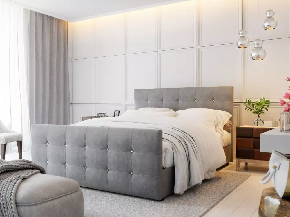 Gulta Kleo Boxspring standard Guļamvietas platums: 160 cm, Guļamvietas garums: 200 cm, · Pelēks · 165 × 216 × 106 cm