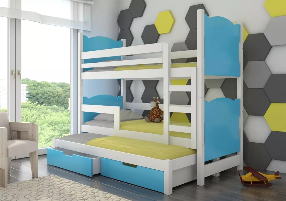 Bērnu gulta Leticia ar stelāžām Kāpņu puse: Pa labi, Guļamvietas platums: 75 cm, Guļamvietas garums: 180 cm, · 81 × 188 