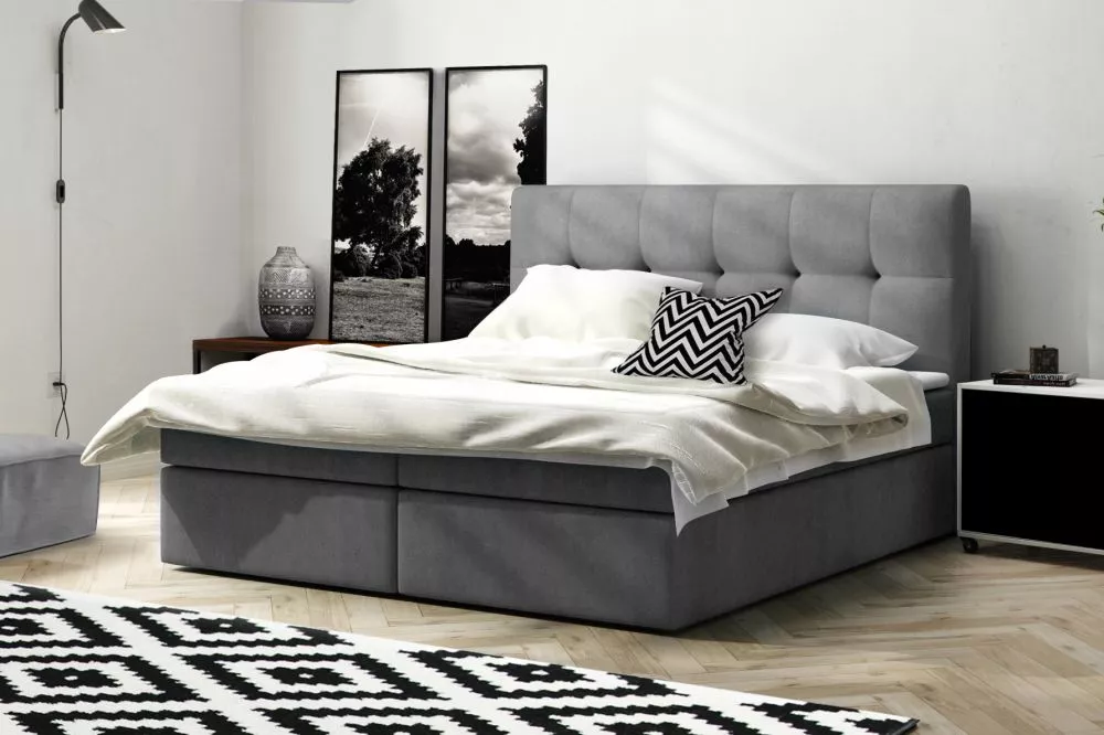 Gulta Vegas Boxspring Standard Guļamvietas platums: 180 cm, Guļamvietas garums: 200 cm, · Grafīts · 181 × 204 × 110 cm