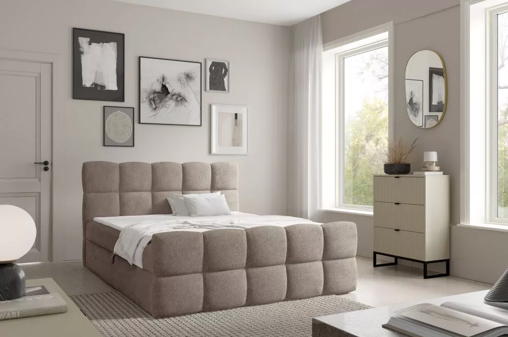 Gulta Valentino Coral Boxspring Standard Guļamvietas platums: 160 cm, Guļamvietas garums: 200 cm, · Bēšs · 170 × 216 × 1
