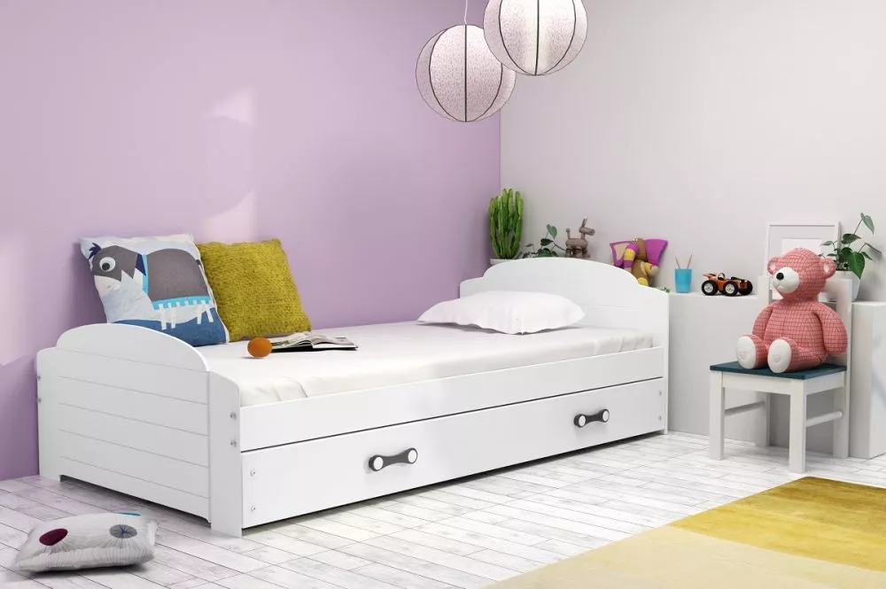 Bērnu gulta Lili Single White ar stelāžu Guļamvietas platums: 90 cm, Guļamvietas garums: 200 cm, · 97 × 206 × 61 cm