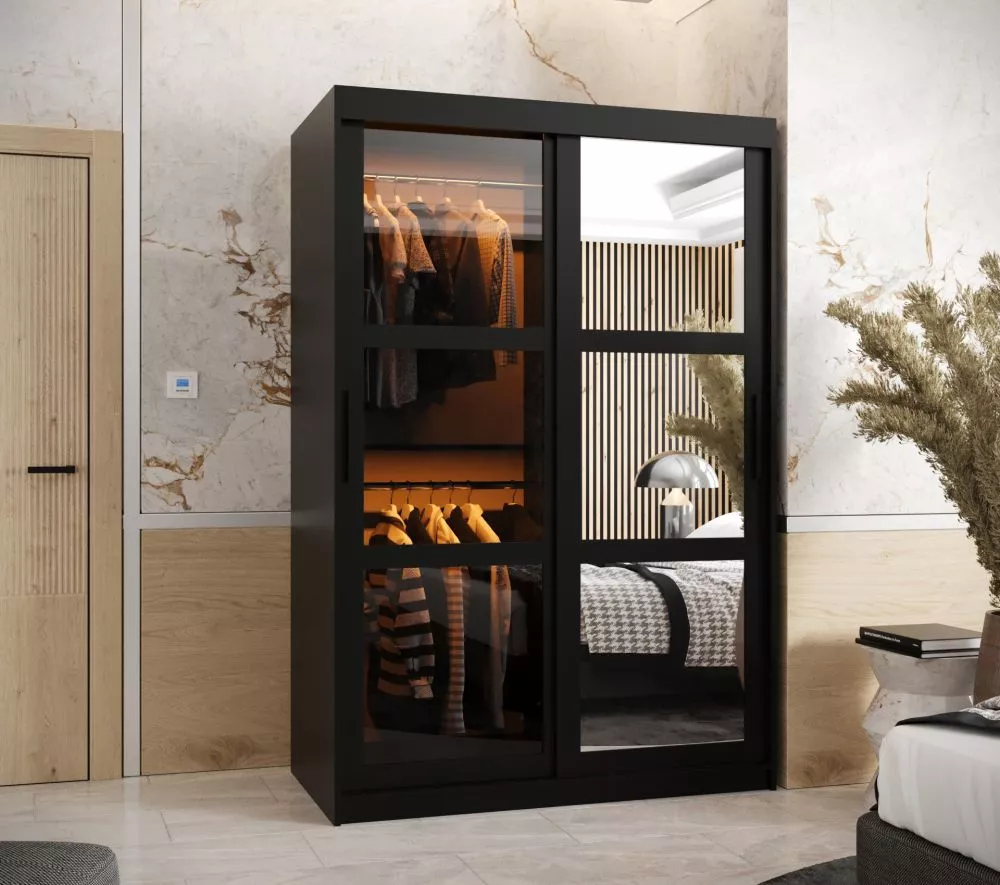 Skapis Dome 2 ar LED · Melns · 120 × 62 × 200 cm