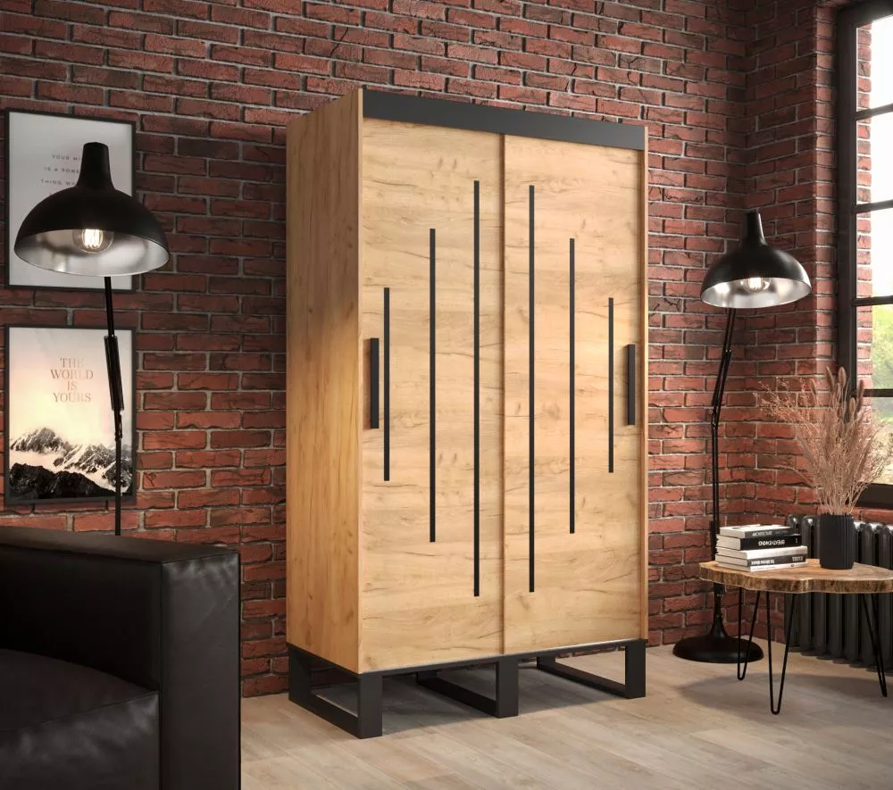 Skapis Loft Y · Ozols craft zelts · 120 × 62 × 212 cm