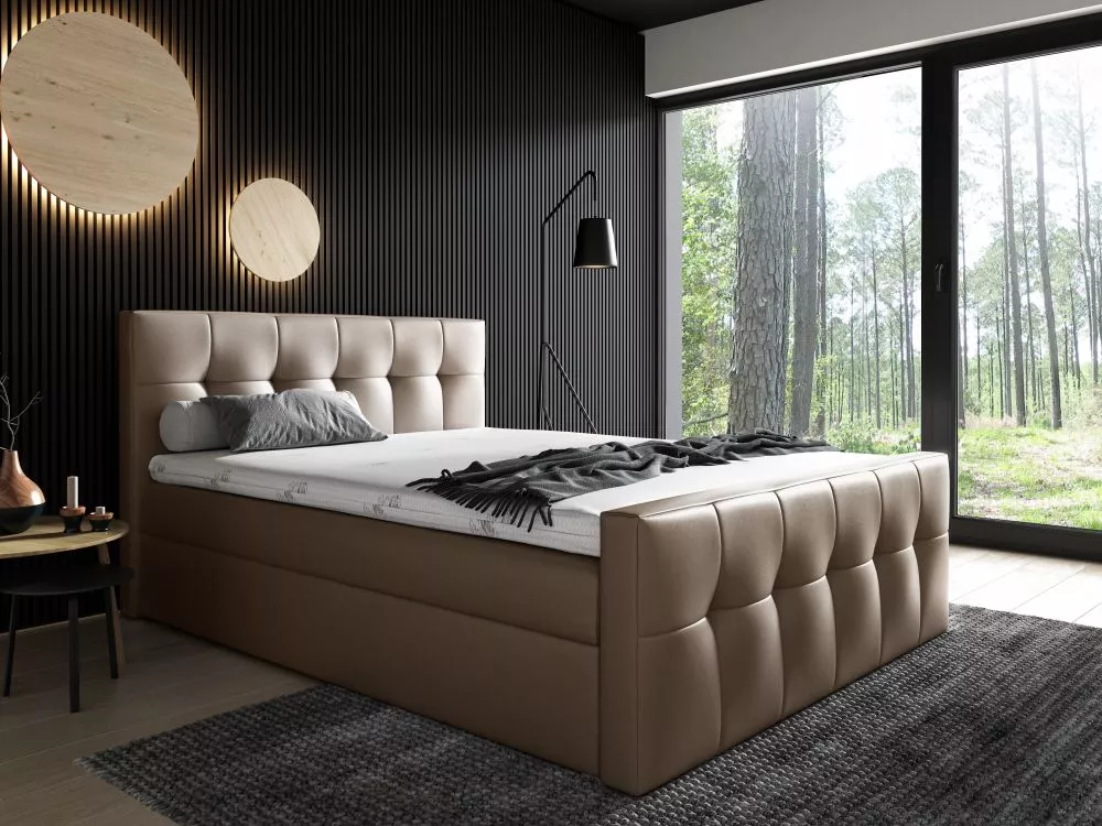 Gulta Malibu Boxspring Standard Guļamvietas platums: 120 cm, Guļamvietas garums: 200 cm, · Brūns · 122 × 226 × 120 cm