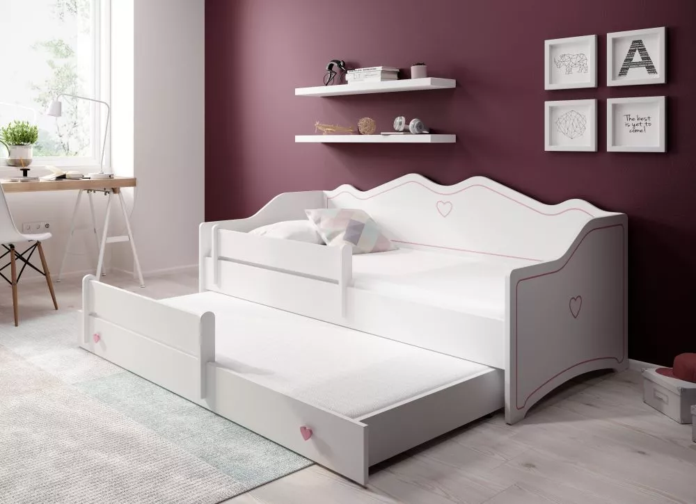Bērnu gulta Emka Heart 2 ar stelāžu Guļamvietas platums: 80 cm, Guļamvietas garums: 160 cm, · 85 × 164 × 70 cm