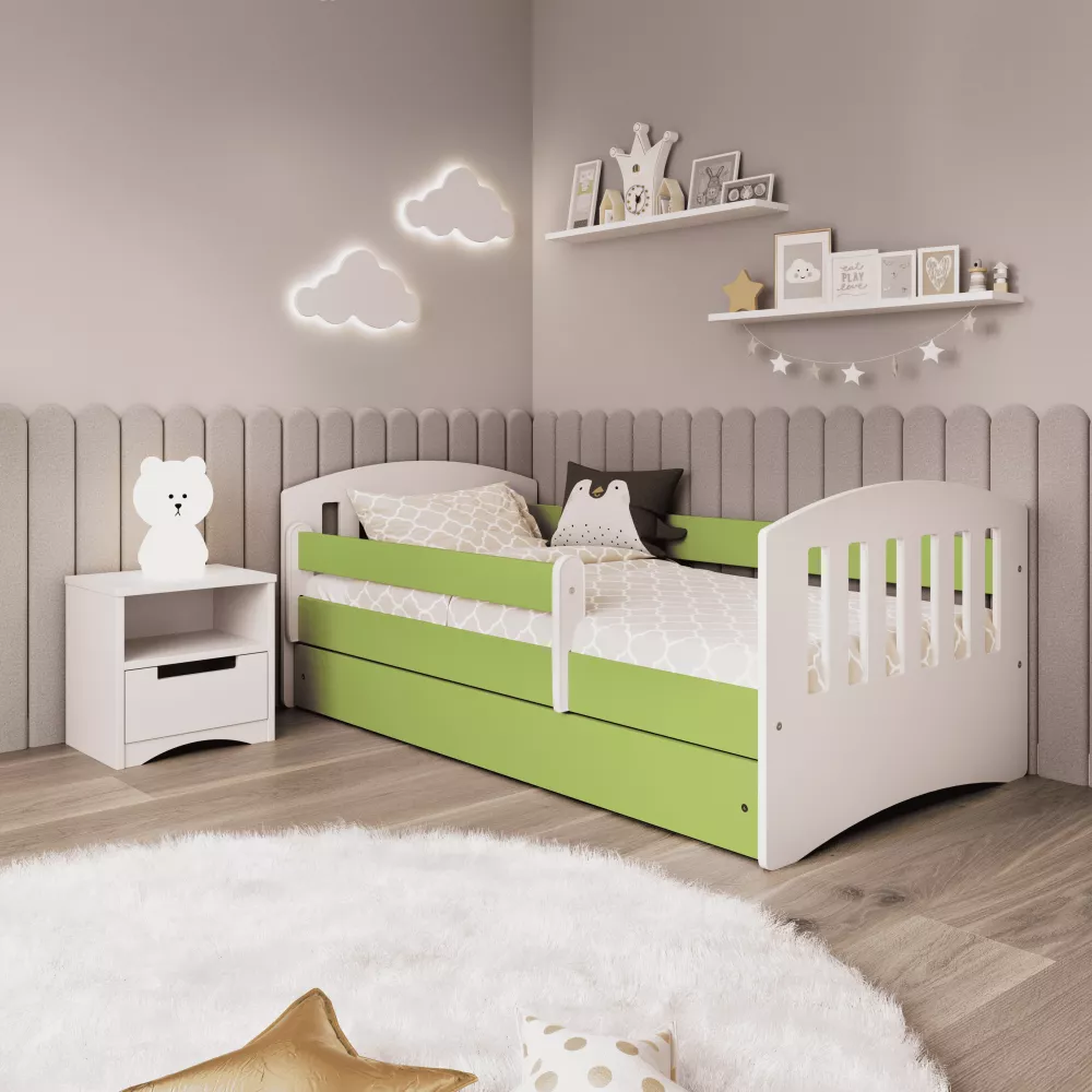 Bērnu gulta Classic 1 Premium ar stelāžu Guļamvietas platums: 80 cm, Guļamvietas garums: 140 cm, · 90 × 144 × 65 cm