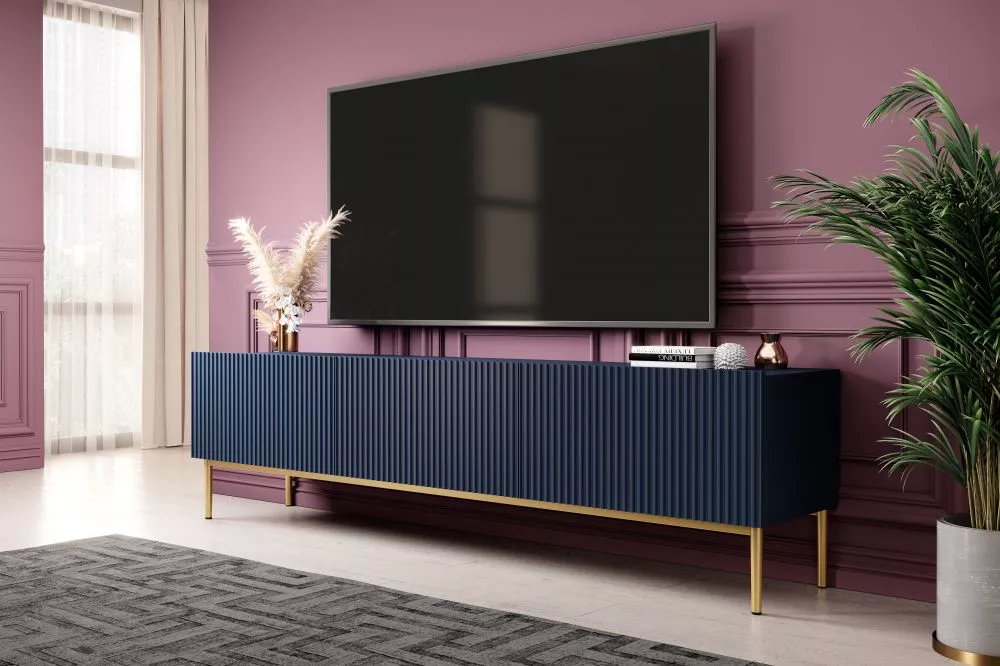 TV tumba Nicole RTV 200 2K1SZ Gold · Zils · 200 × 45 × 53 cm