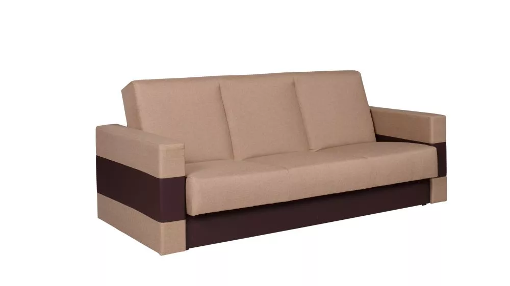 Dīvāns Gordia 3S Standard · Bēšs + tumši brūns · 88 × 222 × 89 cm