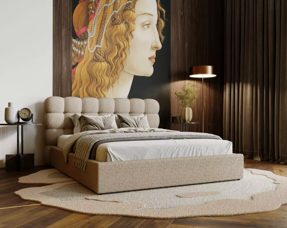 Gulta Olivio Standard ar stelāžu Guļamvietas platums: 140 cm, Guļamvietas garums: 200 cm, stelāžas tips: koka, · Bēši br